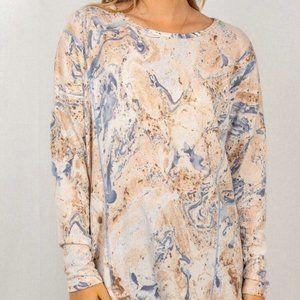 White Birch 3X Top~Marbled Knit Top ~Blue and Cream Colors. Brand New!!